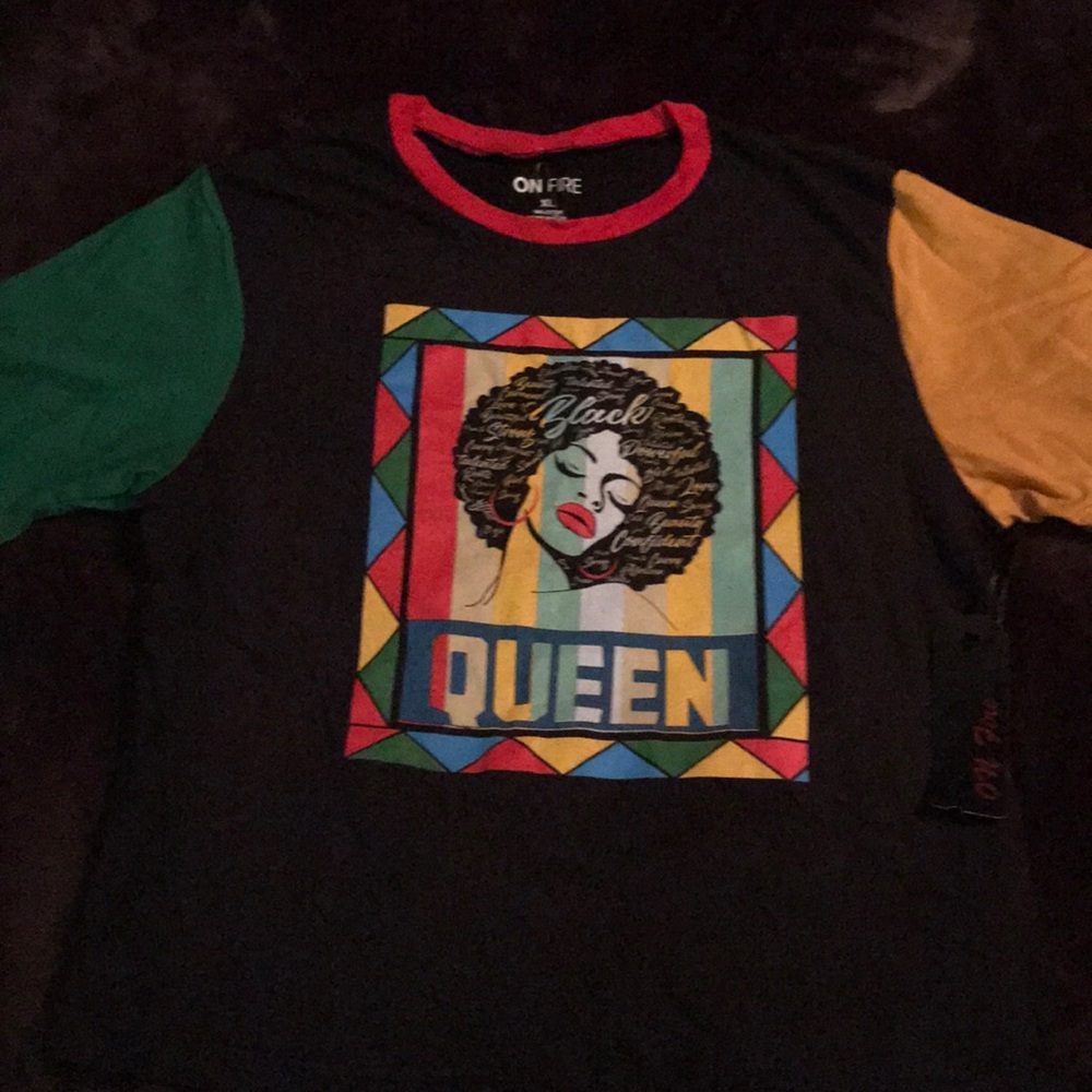 Red, black & gold top
